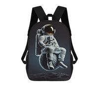 sinyumoney 3D Sitting on The Moon Printing Daypacks Kids Casual Backpack Knapsack High Capacity Rucksack Travel Laptop Book Bag 17inch