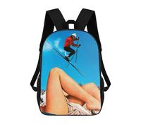 sinyumoney 3D Skier's Legs in Summer Setting School Backpack for Kids Adult,Animal Schoolbags Large Bookbags Casual Daypack with Side Mesh Pocket 17inch