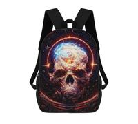 sinyumoney 3D Skull in Flames Cosmic Artwork Print Children Backpack for School Students Backpacks Schoolbag Shoulder Book Bags 17inch