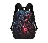 sinyumoney 3D Skulls in Love A Gothic Romance Print Children Backpack for School Students Backpacks Schoolbag Shoulder Book Bags 17inch