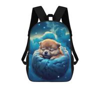 sinyumoney 3D Sleeping Puppy in Basket Print Children Backpack for School Students Backpacks Schoolbag Shoulder Book Bags 17inch