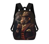 sinyumoney 3D Smoking Monkey School Backpack Student Casual Backpack For Kid's Children's Daypack Bookbag Hiking Sports Outdoor Work Travel Laptop Bag 17inch