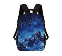 sinyumoney 3D Snow-Capped Peaks Under Starry Sky Printing Daypacks Kids Casual Backpack Knapsack High Capacity Rucksack Travel Laptop Book Bag 17inch