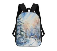 sinyumoney 3D Snowy Hamlet Printing Daypacks Kids Casual Backpack Knapsack High Capacity Rucksack Travel Laptop Book Bag 17inch