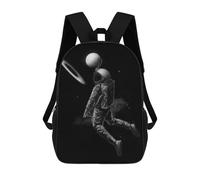 sinyumoney 3D Space Astronaut Art Print Kid's Backpack Waterproof School Bag Bookbag Cute Rucksacks Fashion Casual Schoolbag for Kids for Girl Boy School 17inch