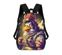 sinyumoney 3D Space Chicken Adventurer Print Children Backpack for School Students Backpacks Schoolbag Shoulder Book Bags 17inch