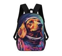 sinyumoney 3D Space Dog Adventure -63 Kid's Backpack Waterproof 17inch School Bag Cute Rucksacks Fashion Casual Schoolbag for Kids for Girl Boy School