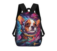 sinyumoney 3D Space Dog Headphones Artwork Kid's Backpack Waterproof 17inch School Bag Cute Rucksacks Fashion Casual Schoolbag for Kids for Girl Boy School