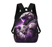 sinyumoney 3D Space Explorer's Serenity School Backpack for Kids Adult,Animal Schoolbags Large Bookbags Casual Daypack with Side Mesh Pocket 17inch