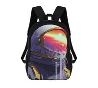 sinyumoney 3D Space Helmet with Planet Reflection -1 Kid's Backpack Waterproof 17inch School Bag Cute Rucksacks Fashion Casual Schoolbag for Kids for Girl Boy School