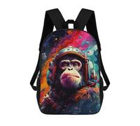 sinyumoney 3D Space Monkey Adventure-3 Kid's Backpack Waterproof 17inch School Bag Cute Rucksacks Fashion Casual Schoolbag for Kids for Girl Boy School