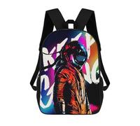 sinyumoney 3D Space Odyssey Astronaut Artwork -1 Print Children Backpack for School Students Backpacks Schoolbag Shoulder Book Bags 17inch