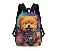 sinyumoney 3D Space Pomeranian Adventure -4 Kid's Backpack Waterproof 17inch School Bag Cute Rucksacks Fashion Casual Schoolbag for Kids for Girl Boy School