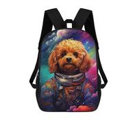 sinyumoney 3D Space Poodle Adventure -6 Kid's Backpack Waterproof 17inch School Bag Cute Rucksacks Fashion Casual Schoolbag for Kids for Girl Boy School