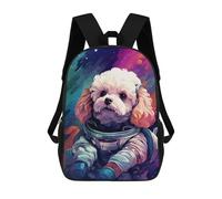 sinyumoney 3D Space Poodle Adventure -8 Kid's Backpack Waterproof 17inch School Bag Cute Rucksacks Fashion Casual Schoolbag for Kids for Girl Boy School
