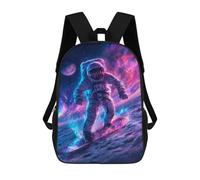 sinyumoney 3D Space Snowboarding Adventure Print Children Backpack for School Students Backpacks Schoolbag Shoulder Book Bags 17inch