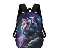 sinyumoney 3D Space Tiger Astronaut Art Print-3 17 Inch School Backpack Student Casual Backpack For Kid's Children's Daypack Bookbag Hiking Sports Outdoor Work Travel Laptop Bag