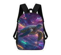 sinyumoney 3D Space Turtle Adventure Kid's Backpack Waterproof 17inch School Bag Cute Rucksacks Fashion Casual Schoolbag for Kids for Girl Boy School