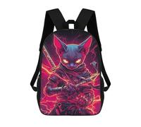sinyumoney 3D Sphynx Cat Ninja with Katana Japanese Samurai Animal School Backpack for Kids Adult,Animal Schoolbags Large Bookbags Casual Daypack with Side Mesh Pocket 17inch