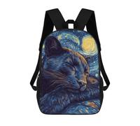 sinyumoney 3D Starry Night Cat Print Children Backpack for School Students Backpacks Schoolbag Shoulder Book Bags 17inch
