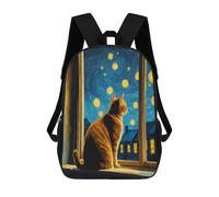 sinyumoney 3D Starry Night Cat Printing Daypacks Kids Casual Backpack Knapsack High Capacity Rucksack Travel Laptop Book Bag 17inch