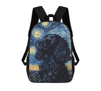 sinyumoney 3D Starry Night Cocker Spaniel Art Print-6 Kid's Backpack Waterproof 17inch School Bag Cute Rucksacks Fashion Casual Schoolbag for Kids for Girl Boy School