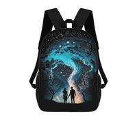 sinyumoney 3D Starry Night Couple 17 Inch School Backpack Student Casual Backpack For Kid's Children's Daypack Bookbag Hiking Sports Outdoor Work Travel Laptop Bag