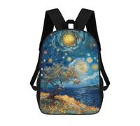 sinyumoney 3D Starry Night Landscape Painting School Backpack Student Casual Backpack For Kid's Children's Daypack Bookbag Hiking Sports Outdoor Work Travel Laptop Bag 17inch