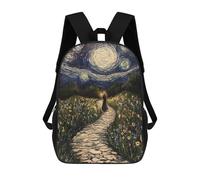 sinyumoney 3D Starry Night Pathway Painting Kid's Backpack Waterproof 17inch School Bag Cute Rucksacks Fashion Casual Schoolbag for Kids for Girl Boy School