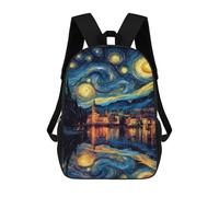 sinyumoney 3D Starry Night Reflections -4 Kid's Backpack Waterproof School Bag Bookbag Cute Rucksacks Fashion Casual Schoolbag for Kids for Girl Boy School 17inch