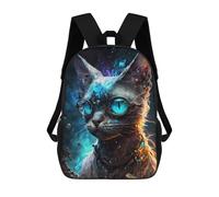 sinyumoney 3D Steampunk Cat Portrait-1 Kid's Backpack Waterproof School Bag Bookbag Cute Rucksacks Fashion Casual Schoolbag for Kids for Girl Boy School 17inch