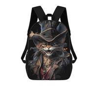 sinyumoney 3D Steampunk Cat Portrait Kid's Backpack Waterproof School Bag Bookbag Cute Rucksacks Fashion Casual Schoolbag for Kids for Girl Boy School 17inch