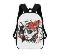 sinyumoney 3D Sugar Skull Girl Asian School Backpack Student Casual Backpack For Kid's Children's Daypack Bookbag Hiking Sports Outdoor Work Travel Laptop Bag 17inch