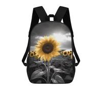 sinyumoney 3D Sunflower Black White Printing Daypacks Kids Casual Backpack Knapsack High Capacity Rucksack Travel Laptop Book Bag 17inch