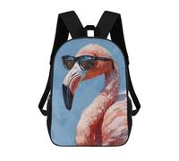 sinyumoney 3D Sunglasses Pink Flamingo School Backpack Student Casual Backpack For Kid's Children's Daypack Bookbag Hiking Sports Outdoor Work Travel Laptop Bag 17inch