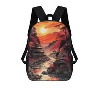 sinyumoney 3D Sunset in The River Printing Daypacks Kids Casual Backpack Knapsack High Capacity Rucksack Travel Laptop Book Bag 17inch