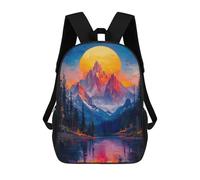 sinyumoney 3D Sunset Mountain Nature School Backpack Student Casual Backpack For Kid's Children's Daypack Bookbag Hiking Sports Outdoor Work Travel Laptop Bag 17inch