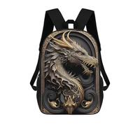sinyumoney 3D Supreme Golden Dragon 17 Inch School Backpack Student Casual Backpack For Kid's Children's Daypack Bookbag Hiking Sports Outdoor Work Travel Laptop Bag