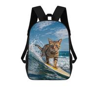 sinyumoney 3D Surfing Cat Funny Printing Daypacks Kids Casual Backpack Knapsack High Capacity Rucksack Travel Laptop Book Bag 17inch