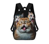 sinyumoney 3D Surprised Cats Compilation-2 School Backpack for Kids Adult,Animal Schoolbags Large Bookbags Casual Daypack with Side Mesh Pocket 17inch