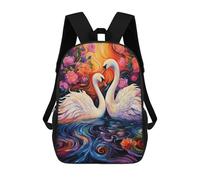 sinyumoney 3D Swans in A Floral Paradise Kid's Backpack Waterproof School Bag Bookbag Cute Rucksacks Fashion Casual Schoolbag for Kids for Girl Boy School 17inch