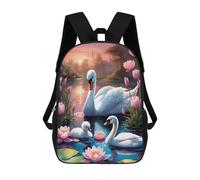 sinyumoney 3D Swans in A Lush Pond at Sunset Print Children Backpack for School Students Backpacks Schoolbag Shoulder Book Bags 17inch