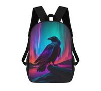 sinyumoney 3D Synthwave Raven School Backpack Student Casual Backpack For Kid's Children's Daypack Bookbag Hiking Sports Outdoor Work Travel Laptop Bag 17inch