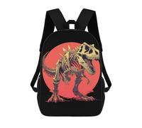 sinyumoney 3D T-Rex Skeleton Pixel Art 17 Inch School Backpack Student Casual Backpack For Kid's Children's Daypack Bookbag Hiking Sports Outdoor Work Travel Laptop Bag