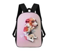 sinyumoney 3D Taped Shy Dog School Backpack Student Casual Backpack For Kid's Children's Daypack Bookbag Hiking Sports Outdoor Work Travel Laptop Bag 17inch