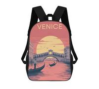 sinyumoney 3D The Beauty of Venice School Backpack Student Casual Backpack For Kid's Children's Daypack Bookbag Hiking Sports Outdoor Work Travel Laptop Bag 17inch