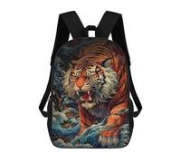 sinyumoney 3D The Great Tiger Wave Kid's Backpack Waterproof School Bag Bookbag Cute Rucksacks Fashion Casual Schoolbag for Kids for Girl Boy School 17inch