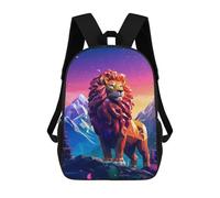 sinyumoney 3D The Lion Colorful 3d Printing Daypacks Kids Casual Backpack Knapsack High Capacity Rucksack Travel Laptop Book Bag 17inch