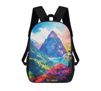 sinyumoney 3D The Pitons Soufriere Art Printing Daypacks Kids Casual Backpack Knapsack High Capacity Rucksack Travel Laptop Book Bag 17inch