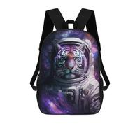sinyumoney 3D Tiger Astronaut in Space-3 17 Inch School Backpack Student Casual Backpack For Kid's Children's Daypack Bookbag Hiking Sports Outdoor Work Travel Laptop Bag